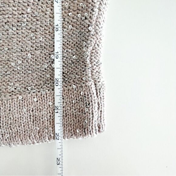 WD.NY Sweater Light Pink Blush Silver Sequin Open Knit Short Sleeve Women's M - Picture 7 of 7